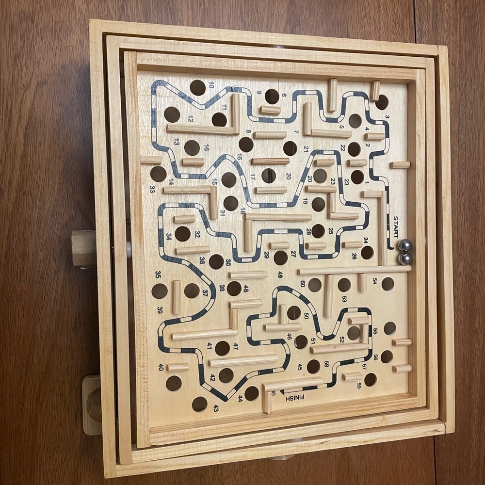 Solid Wood Labyrinth Game - Brown - Picture 5 of 7